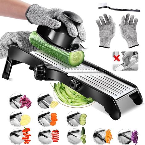 APEX Mandoline de Cuisine Professionnelle en Inox, Coupe Legumes Multifonctions avec Epaisseur de Tranche Réglable, Mandoline Japonaise (1/5)
