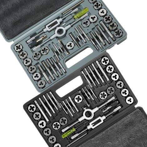 Coffret Tarauds et Filières 80 Pièces Métrique M3-M12 et SAE Kit de Taraudage et Filetage en Acier Mallette de Transport Outils pour Tarauder et Fileter Construction Réparation Auto Plomberie (1/5)