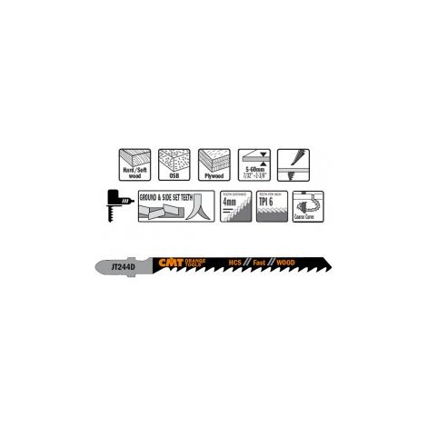 JT244D-5 5 Sageblatter Von Sage A Holz HCS 100x4-5,2x6TPI (COURBEES/RUGUEUSES)