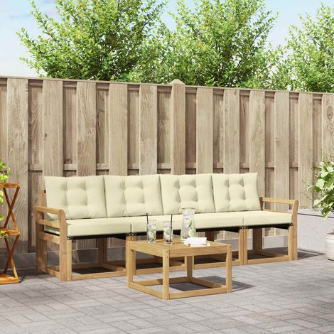 vidaXL Outdoor-Sofagarnitur mit Kissen 5 pcs Weiß und Creme (1/5)