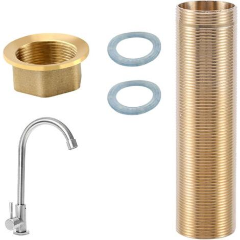 Kit De Réparation De Robinet,Tuyau Fileté D'extension Robinet Mitigeur M3010cm,Kit Fixation Robinet Fileté De Tige Cuisine,Accessoires De Fixation Filetés En Laiton Pour Réparation,Kiuiom (1/5)
