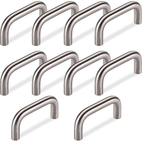10 maniglie curve in acciaio inox massiccio, Ø 10 mm / interasse 64 mm / maniglia a staffa per porta (1/5)