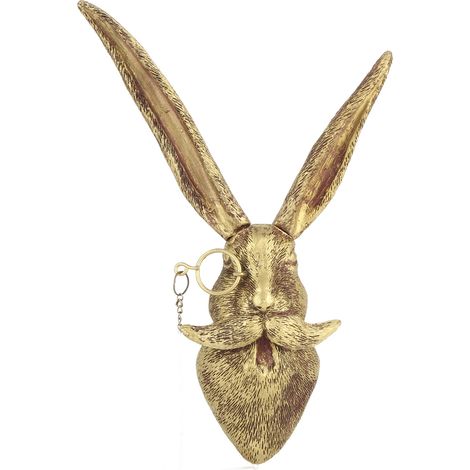 Décoration murale en résine imitation cuivre représentant un lapin, pour l'intérieur (maison, chambre, salon, cheminée, bureau). (1/5)