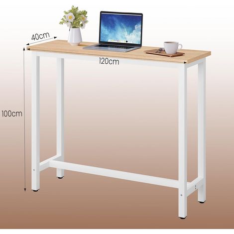 WOLTU Mesa de Bar Mesa de Bistro Mesa de Comedor con Estructura de Metal MDF 120x40x100cm (WxDxH) Roble Brillante