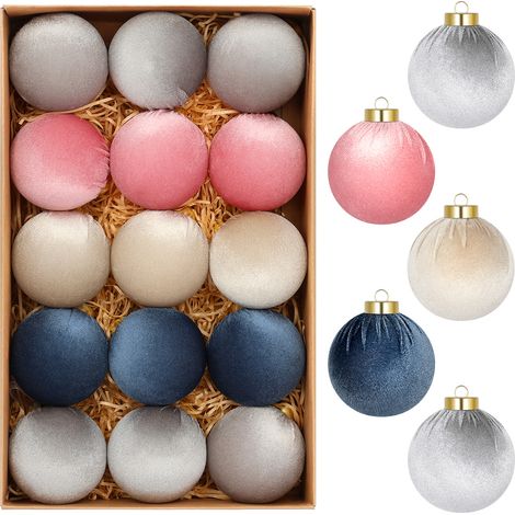 StarryLights Weihnachtskugel-Set – Samtkugeln in Pastellfarben (1/4)