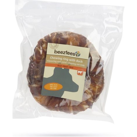 Beeztees Hundesnack Rinderhautring mit Ente D= 2 x 7,5 cm Kausnack Kauartikel