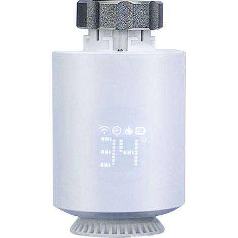 Cabezal de radiador inteligente, válvula termostática programable conectada, termostato eléctrico para radiador conectado a Alexa/Google Assistant, compatible con la aplicación Smart Life/Tuya.