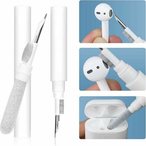 Kit di pulizia multifunzionale 3 in 1 per Airpod Pro 1 e 2 con penna per la pulizia degli auricolari Bluetooth, kit di pulizia per auricolari, spazzola per la pulizia degli auricolari