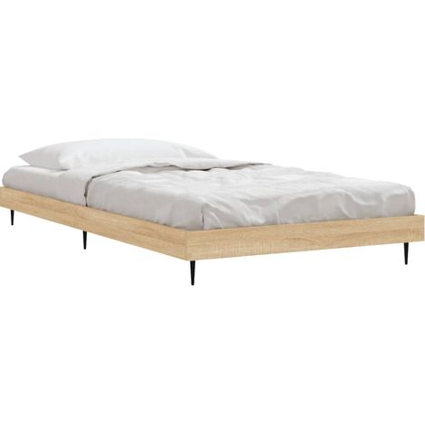 Vidaxl – Cadre de lit 100x200 cm en chêne sonoma – Bois d'ingénierie et métal – Assemblage requis – Style moderne pour chambre adulte (1/5)