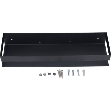 étagère rangement-Étagère Murale Salle de Bain Noir Mat 40cm Anti-Corrosion Inox Résistant à l'eau et Économique Espace avec Rail de Sécurité (1/4)