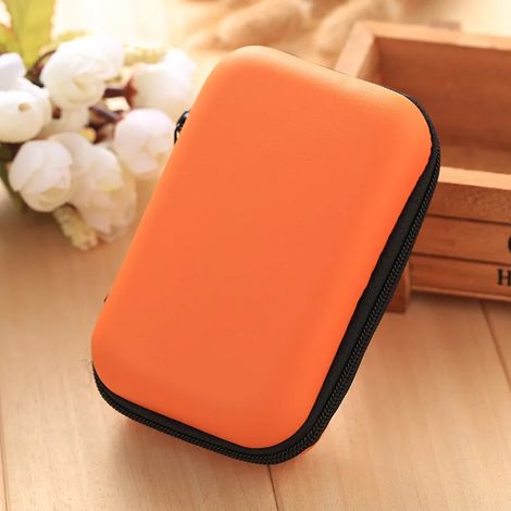 Boîte de rangement pour écouteurs USB sac porte-clés coque rigide câble carte SD étanche bouchon d'oreille boîte carrée (orange)