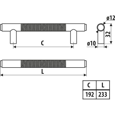 Garde-corps RE32, noir super mat, 192 mm (1/4)