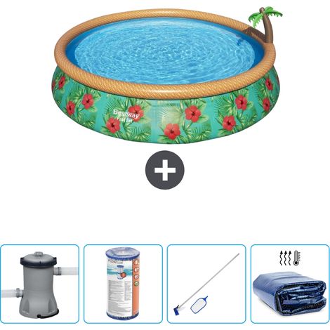 Piscine gonflable ronde Bestway à réglage rapide - Paradise Print - 457 x 84 cm - Comprend des Accessoires CB57 (1/4)