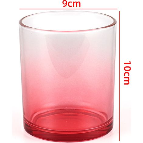 Bougies, pots à bougies en verre dépoli avec couvercles, boîtes à bougies vides, coupelles pour bougies votives, contenants pour la fabrication de bougies parfumées, bougeoir blanc à dégradé rouge. (1/5)