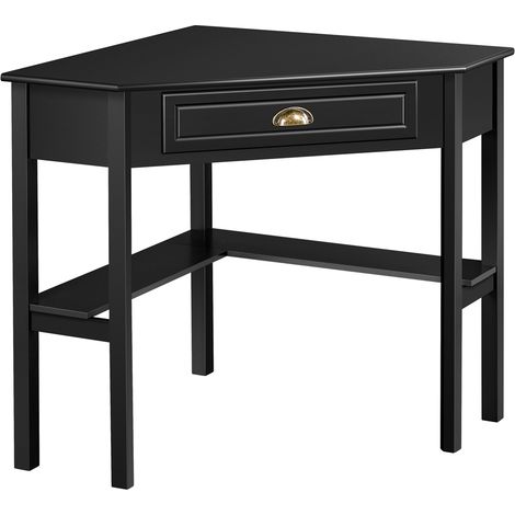 Homevive Escritorio Esquina Grande Mesa Escritorio en L con Cajon Mesa de Estudio Moderno Tocador de Maquillaje para Dormitorio Oficina 106×71,5×76,5cm Negro (1/5)