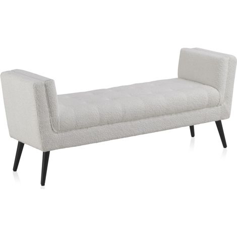 Banco Tapizado Blanco Con Patas De Madera Negras (1/4)