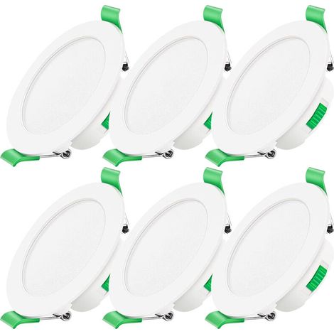 Spot LED Encastrable Dimmable 230V 7W Spot Plafond Étanche IP44 Réglable Plafonnier Encastré pour Salle de Bain, Salon, Lot de 6, Rond, [Classe énergétique D]