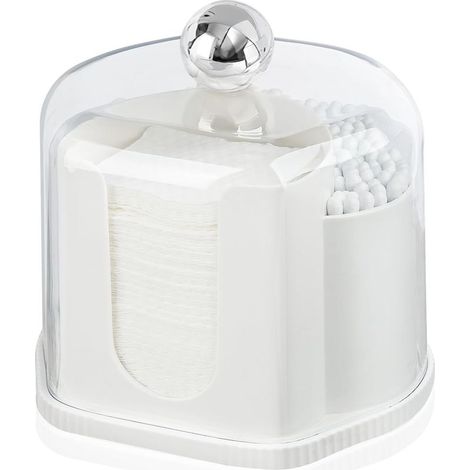 Bote de rangement transparente pour cotons-tiges et cure-dents avec couvercle anti-poussière, conception 2 en 1, compartiments séparés pour un accès facile