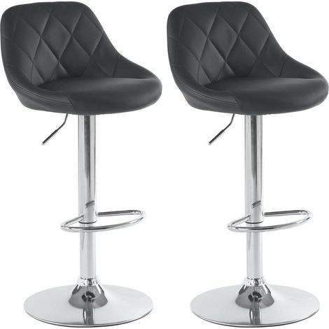 Barhocker 2er Set höhenverstellbar, drehbar, mit Rückenlehne, Schwarz (1/5)
