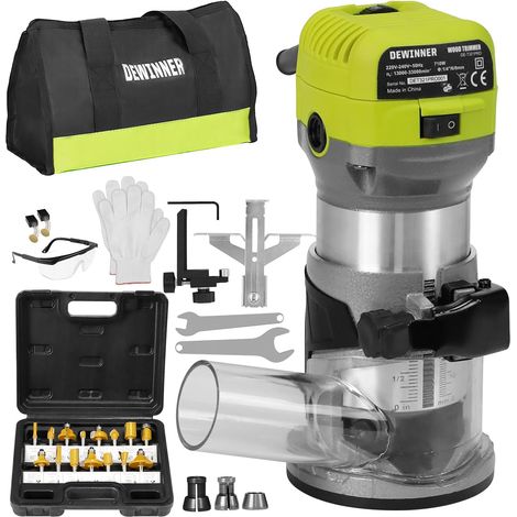 Fresadora de Madera Rebajadora Electrica 710W 13000-33000RPM, Grabado Fresa Para Biselar, Precision Electric Router-Enhanced Trimming, DIY Essential (1/5)