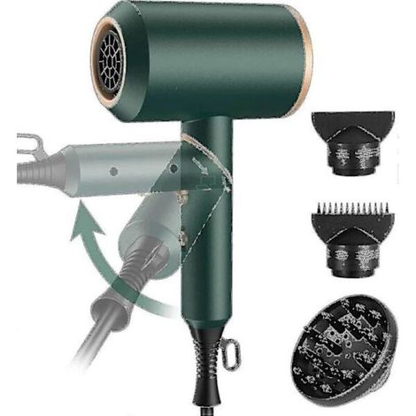 Asciugacapelli da viaggio pieghevole, compatto, da 2000 watt, leggero, con tecnologia agli ioni negativi, completo di 2 accessori per lo styling e 1 diffusore. (1/5)