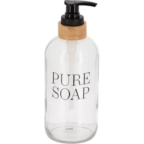 Distributeur savon verre/bambou pure soap 500 ml - transparent -