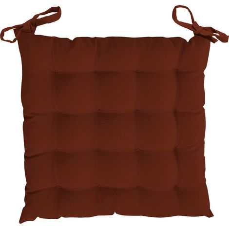 Dessus de chaise capitonné en coton 40x40x5 cm PANAMA brique, par Soleil d'Ocre