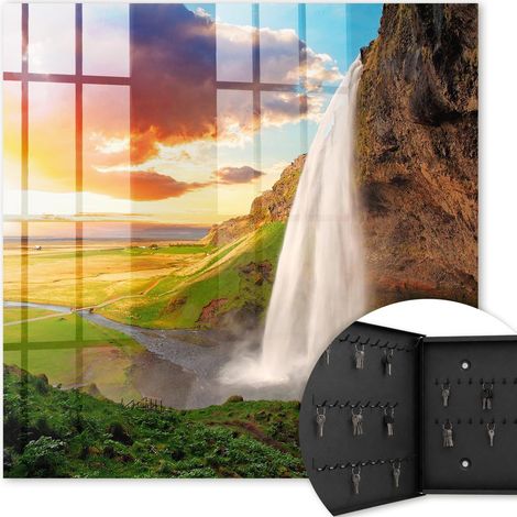 Armoire à clés - (30 cm x 30 cm) - Boîte à clés murale - Coffret de rangement pour clés - Couleur noire - Ouverture vers la gauche - Pour maison et bureau - Un paysage époustouflant (1/5)