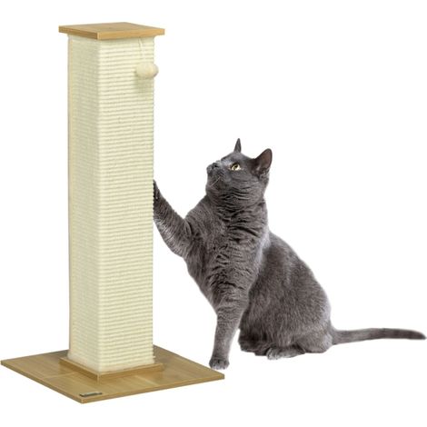 38 x 38 x 80 cm Arbre à chat avec balle suspendue, poteau griffoir en sisal pour faire les griffes, stable (1/5)