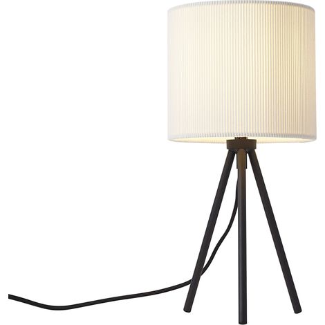 QAZQA Modern Tripod Table Lamp White with Velvet Shade - Luz