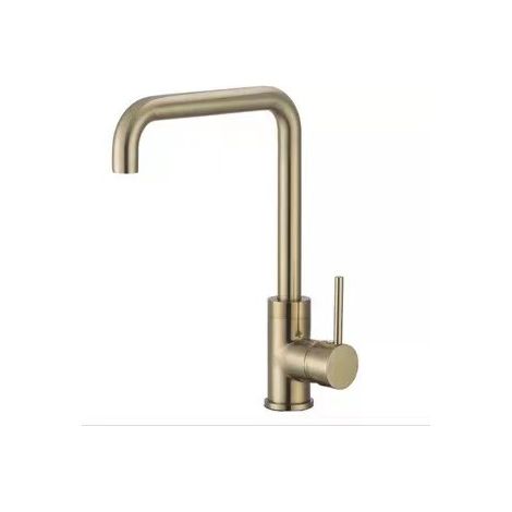 Mitigeur de cuisine Robinet Cuisine Doré Brossé 7-Forme, Mitigeur Évier Rotatif à 360° avec Aérateur Démontable, Robinet d'évier en Acier Inoxydable SUS304 (1/5)