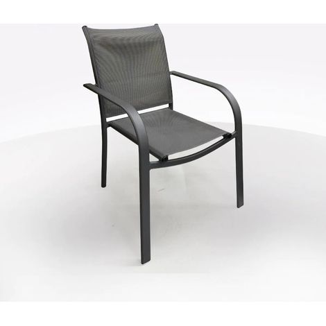 SEDIA IMPILABILE IN ALLUMINIO E TEXTILENE ANTRACITE/GRIGIA (1/5)