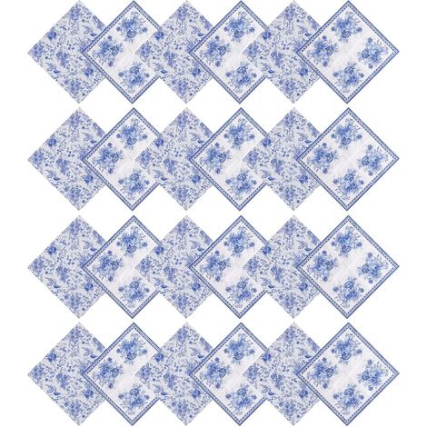 120 Pièces Serviettes en Papier Jetables à Fleurs Bleues et Blanches Vintage, Très Absorbantes, Décoratives pour Dîner et Cocktail, Serviettes Élégantes (1/5)