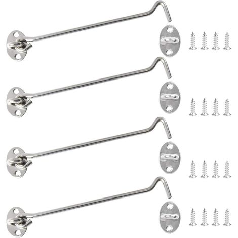 Crochet De Cabine - En Acier Inoxydable - Avec Serrure Et Vis De Fixation - Pour Porte Fenêtre Ou Cabine - Lot De 4 (1/5)