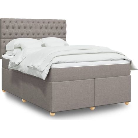 Boxspringbett mit Matratze Taupe 140x190 cm Stoff (1/5)