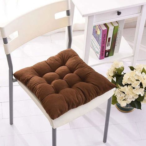 4pcs coussins de chaise de salle à manger avec attaches 40x40cm, coussins de siège carrés doux et confortables antidérapants, café (1/4)