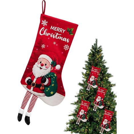 Suspensions Bas De Noël Décoratives Pour Sapin Grand Bas Suspendu À Bonbons Ornements De Noël Pour fête, sapin, poignée de porte, manteau de cheminée, maison, jardin, portail, chevet (1/5)