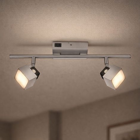 LED Wandleuchte 2 Strahler Spotleuchte schwenkbar Deckenlampe Chrom, 2x 5W 350Lm warmweiß, LxBxH 40x6x17 cm