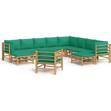 Maison Exclusive - Set Salotto da Giardino 12pz con Cuscini Verdi Bambù