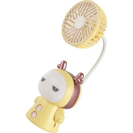 Mini ventilateur portable rechargeable USB, pliable en ABS, idéal pour la maison, les voyages, le bureau ou la bibliothèque. Citron. (1/5)