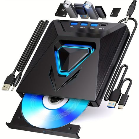 Lecteur optique externe 6 en 1 USB et Type-C, graveur DVD (1/5)