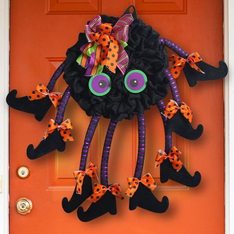 Couronne murale araignée Halloween - Suspension de porte - Décor festif - Nouveau - U3-24 - Créatif (1/5)