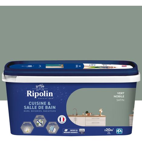 Pintura mural, RIPOLIN cocina y baño, 2 litros, verde noble satinado RIPOLIN (1/3)
