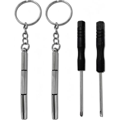 4 Set Tournevis pour Lunettes, 3 En 1 Tournevis Lunettes Opticien Pour Lunettes, Mini Tournevis À Deux Bouts, Porte Clés De Poche Pour Lunettes, Montres (1/5)