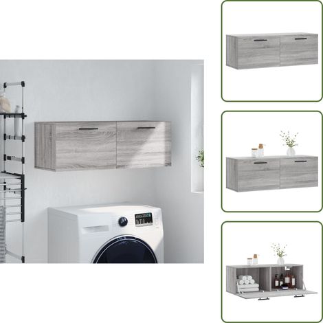 Armoire murale sonoma gris 100x36,5x35 cm bois d'ingénierie - Armoire Murale - Meuble Rangement - Étagère Murale - Rangement Mural - Meubles Salon (1/5)