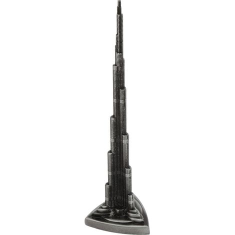 Maqueta del Burj Khalifa de Dubái en aleación gris, miniatura de 18 cm, elemento decorativo de Dubái.