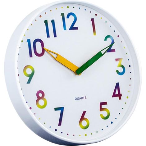 Horloge Murale Blanche Cartoon Moderne en Plastique et Verre (1/5)