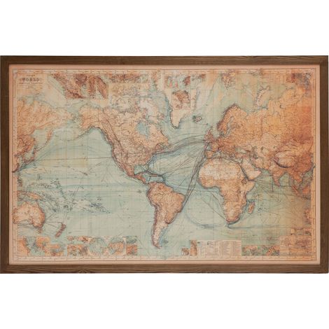 Tableau lumineux carte du monde à piles 175x116 cm marron (1/5)