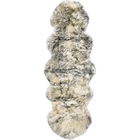 Tapis en peau de mouton 60x180 Mélange de gris foncé (1/4)