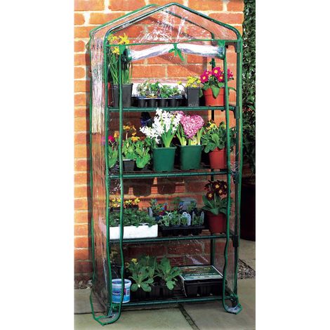 Serra 4 Ripiani da Giardino in Alluminio Verniciato e Copertura in Pvc